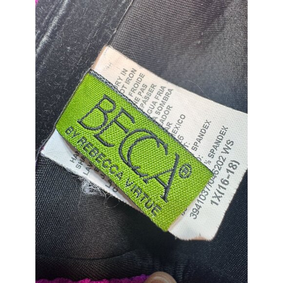 BECCA By Rebecca Virtue Halter One Piece Swimsuit Plus Size 1X Purple Chic Beach - Picture 2 of 12